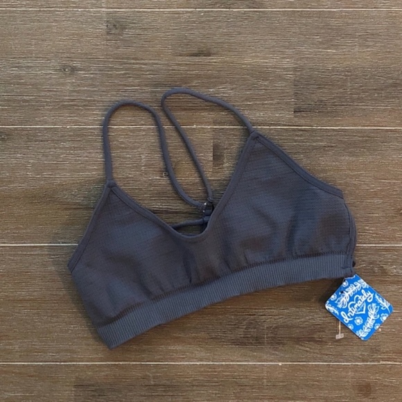 NWT Free People Strappy Side Bralette Dark Grey - Picture 5 of 6